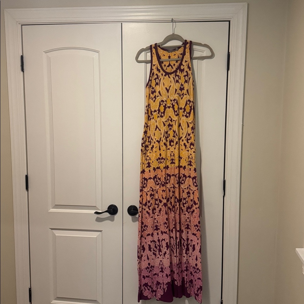 Athleta Maroon and Gold Maxi Dress.